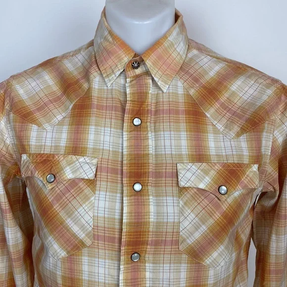 RRL Western Shirt Snap Sunset Orange Men’s Size Small